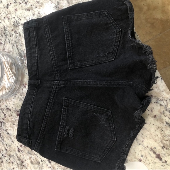 Black Denim Ripped Shorts - Picture 3 of 3